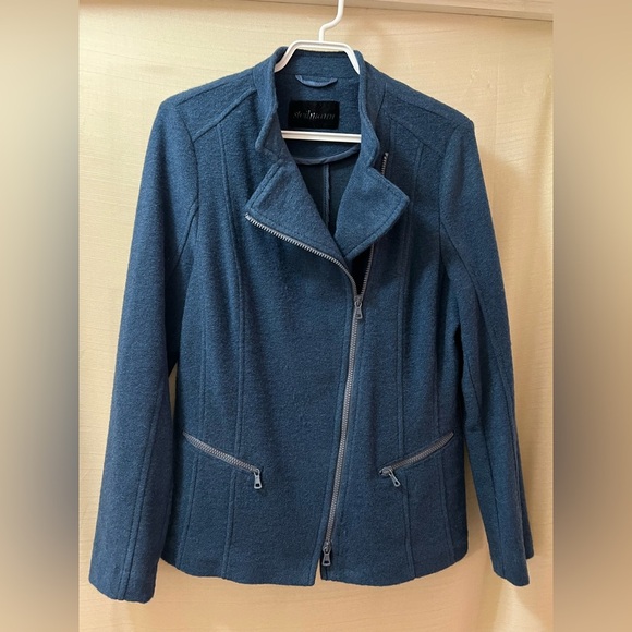 Blue Steilmann wool blend women’s zip up coat size 12 luxury soft - Picture 7 of 11